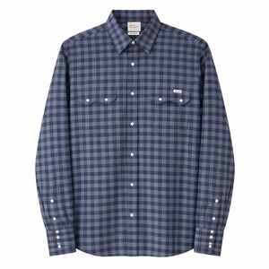 Lucky Brand Shirt Mens Medium Western Dungaree Pearl Snap Sawtooth Pockets Plaid